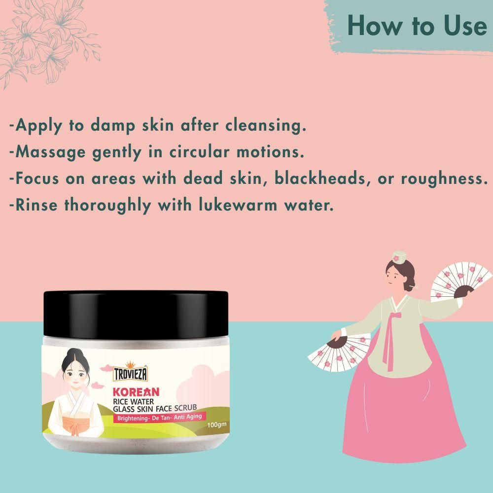 Trovieza Korean Rice Water Glass Skin Face Scrub – Smooth, Bright & Radiant Glow
