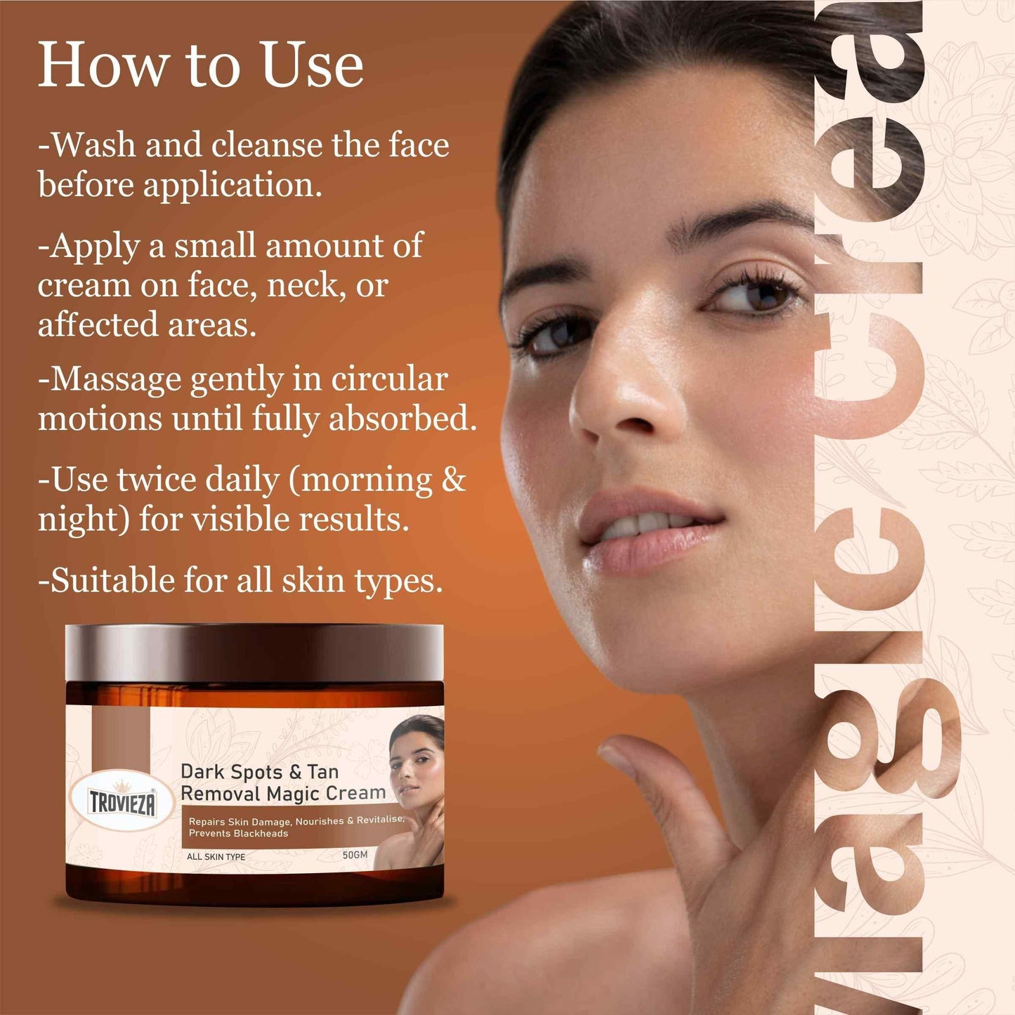 Trovieza Dark Spots & Tan Removal Magic Cream – Clear, Bright & Glowing Skin